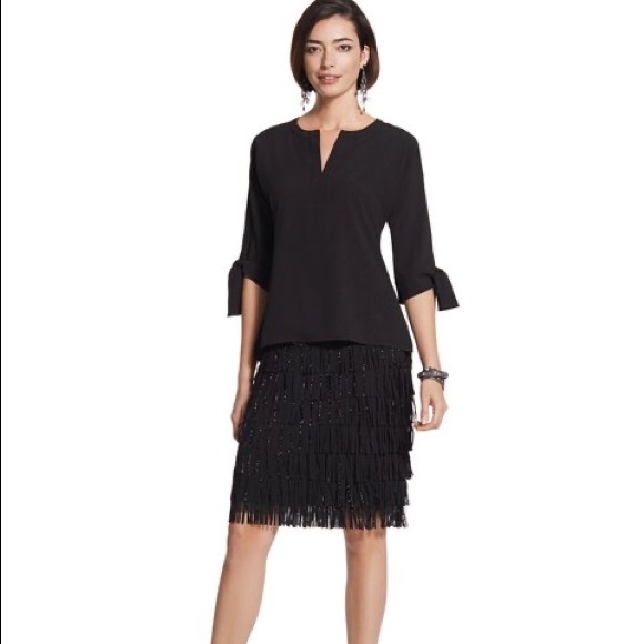 Chico's Tops - Chico’s Black Label Tie Sleeve Blouse - Sz. 2